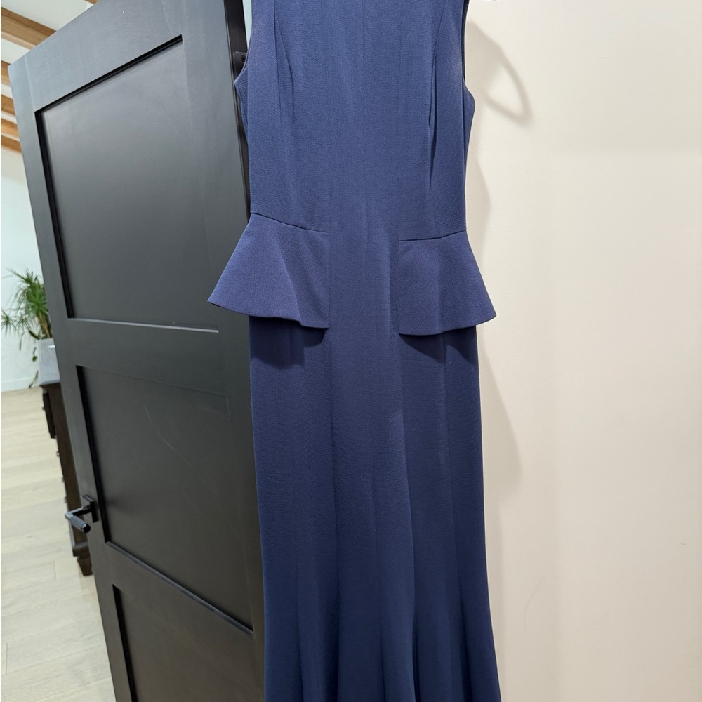 BCBG Max Azria Francesca peplum navy blue gown